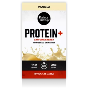 Protein+ Vanilla Powdered Drink Mix with Caffeine package front