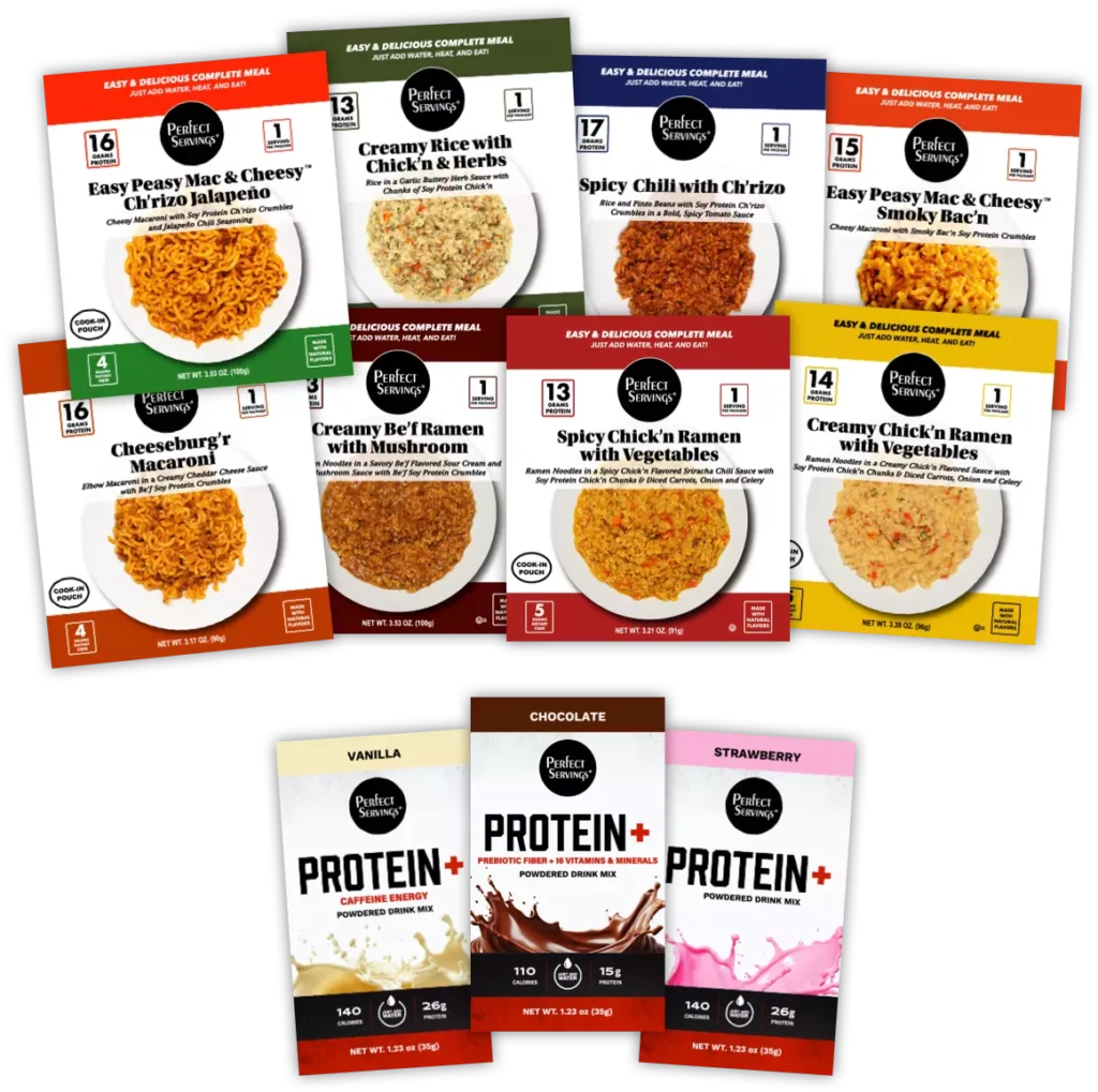 Eight Perfect Servings Meals and three Protein+ Drink Mixes