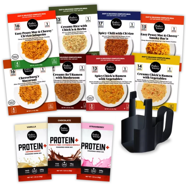 Starter Meal Kit with 8 Perfect Servings Meals, Microwave Cooking Caddy and 3 PROTEIN+ Drink Mixes